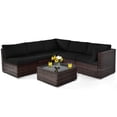 thumbnail image 1 of Patiojoy 6PCS Wicker Patio Sectional Conversation Furniture Set with Coffee Table & Seat Cushions Black, 1 of 7