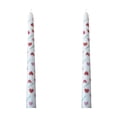 thumbnail image 2 of Printed Long Tapered Candles Set of 2 | 9.8 Inch Mixed Wax Pillar Candles In Green Orange Beige Blue Pink | Unscented Romantic Wedding Dinner Decor | Multipurpose Home Party Lighting, 2 of 6