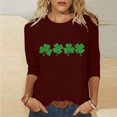 thumbnail image 1 of T-Shirt Ample à Manches Trois-Quarts et Col Rond Imprimé pour la Saint-Patrick pour Femmes, 1 of 6