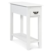 Giantex Narrow End Table, Slim Side Table w/Drawer, ightstand Bedside Table for Small Spaces, (1, White)