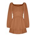 thumbnail image 5 of Birdeem Robe d'Été Décontractée à Manches Courtes pour Femmes, Épaules Dénudées, Col en V Uni, 5 of 5