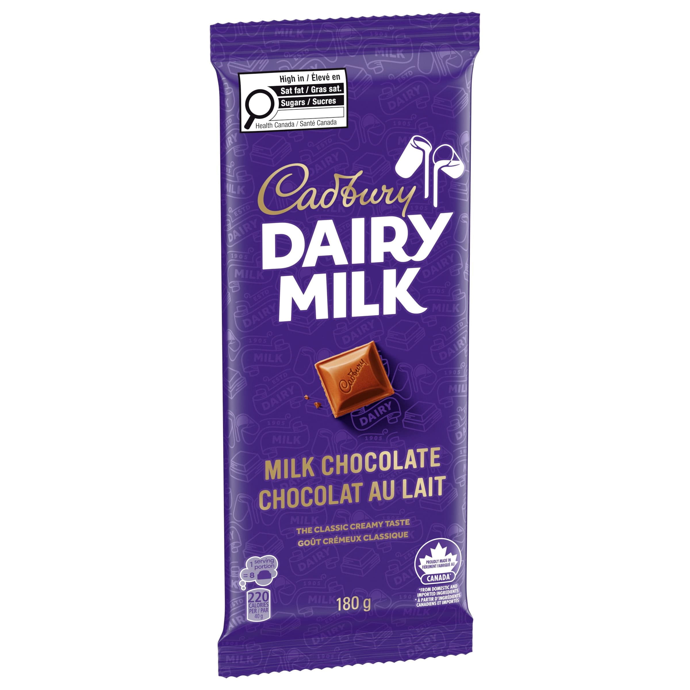 CADBURY DAIRY MILK, Milk Chocolate Bar, Milk Chocolate, CADBURY Chocolate Bar, 180 g