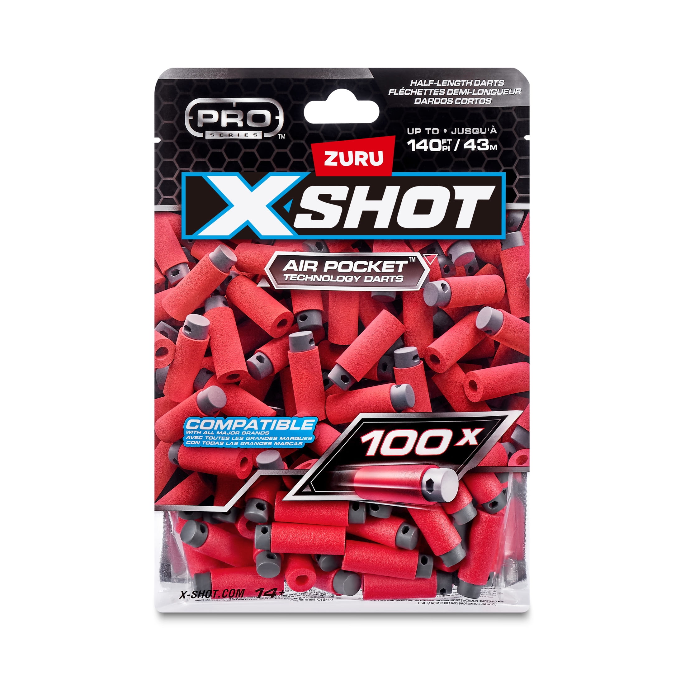 Confezione di ricarica con 100 dardi a mezza lunghezza XSHOT Pro Series di ZURU