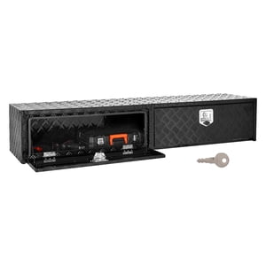 VEVOR Boîte à outils pour camion, 72 x 13 x 16 Boîte à outils en aluminium noir avec double porte-drop, coffre de rangement verrouillable et boîte d'organisation avec latte, résistant à la corrosion, pour camion-lit
