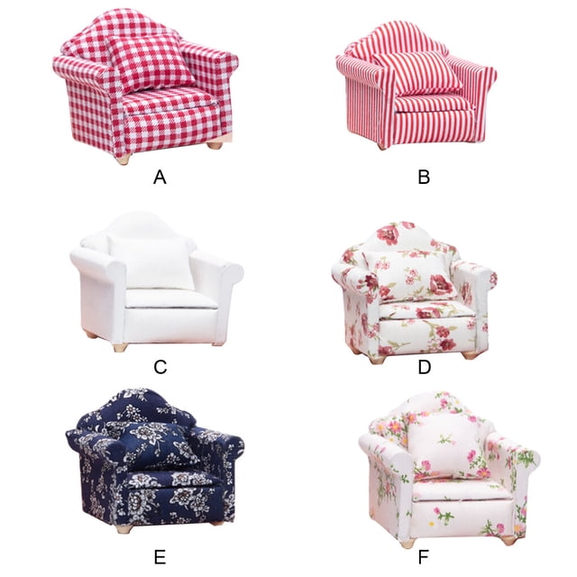 Single Sofa - Wide Application Single Gift Polyester Application Miniature Single Sofa chequer fringe