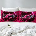 thumbnail image 3 of YST Race Car Bed Sheets Twin Neon Hot Pink Black Honeycomb Bedding Set For Kids Girls Teen,Racing Games Fitted Sheet Racing Helmet Wheel Checkered Flag Bed Sheet For All Season, 3 of 4