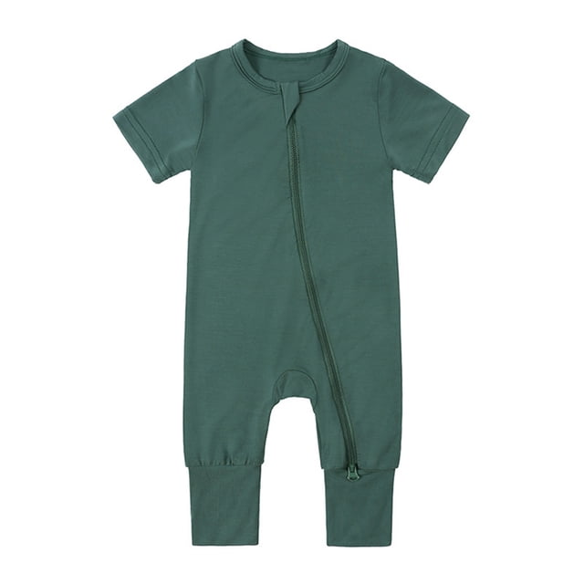 TIWEKE Newborn Baby Girl,Baby Rompers Footless Pajamas Zipper Short Sleeve Sleeper Jumpsuit,Sizes 12-18 Months