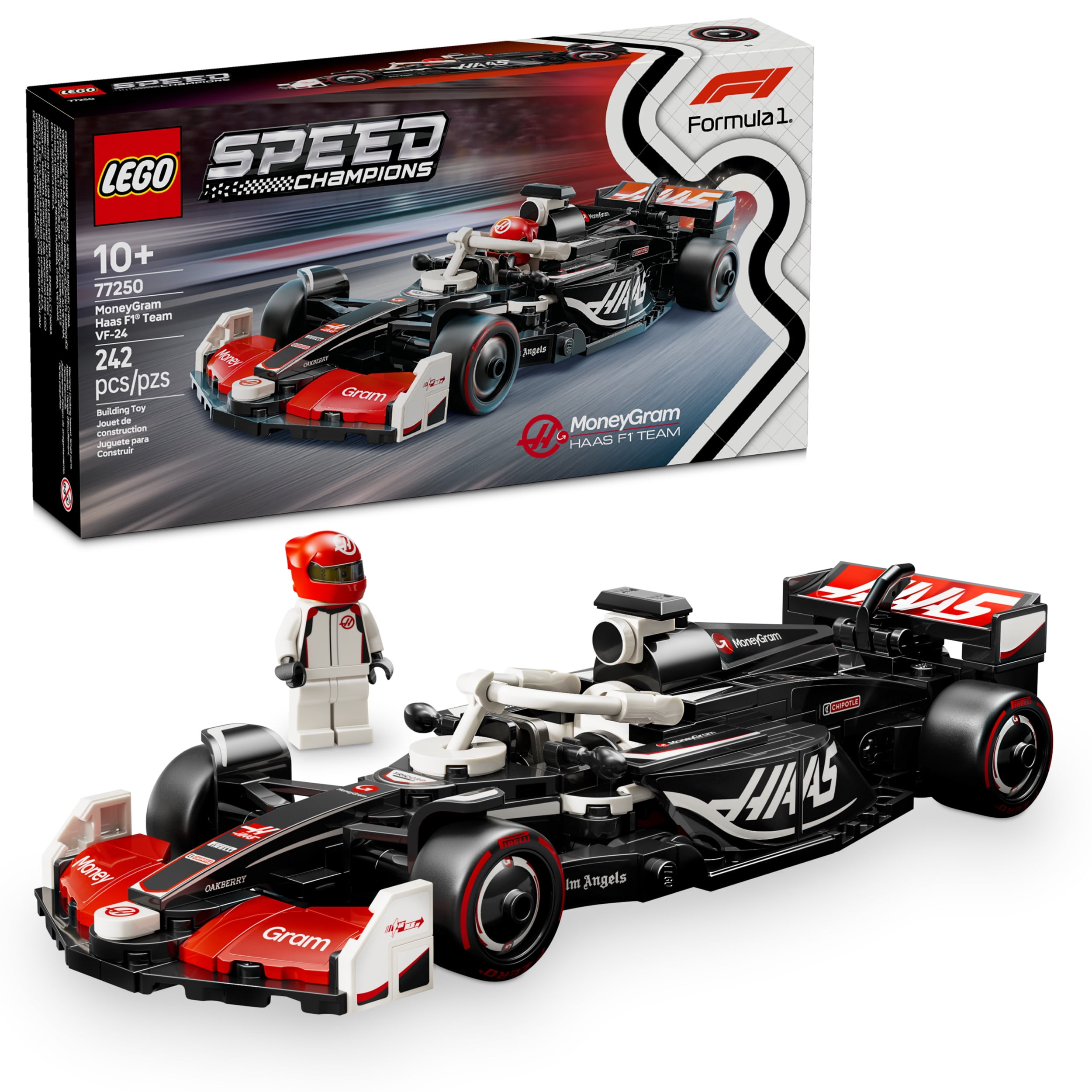 LEGO Speed Champions MoneyGram Haas F1 Team VF-24 Race Car Toy - Building Set For Kids, Boys & Girls, Ages 10+ - Toy Car for F1 Fans - Gift Idea for Birthday - 77250