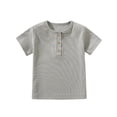 thumbnail image 1 of Birdeem Haut à Manches Courtes pour Enfants Garçons Filles Mode Confortable Couleur Unie Bouton Col Rond, 1 of 12