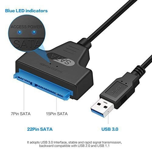 UniLink (TM) USB 3.0 to SATA 22Pin Adapter Cable SATA to USB 3.0 Super Speed 2.5" Hard Disk Drive SSD