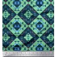 thumbnail image 1 of Soimoi Green Moss Georgette Fabric Check & Geometric Decor Fabric Printed Yard 42 Inch Wide, 1 of 5
