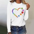 thumbnail image 2 of Pisexur Hauts d'Automne pour Femmes Mode Mignon Cœur Graphique Imprimé T-Shirt Hauts Col Rond Manches Longues Chemises pour Femmes Habillées Décontractées Sorties Hauts Confort Polyvalent Léger T-Shirts, 2 of 5