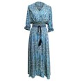 thumbnail image 5 of FcBaudy Robe à Manches Courtes à Col en V, Robes d'Été pour Femmes, Robes pour Femmes Robe Bohème Décontractée à Manches Mi-Longues Imprimée avec Taille à Bretelles et Boutons Robe de Plage Robe pour Femme, 5 of 5
