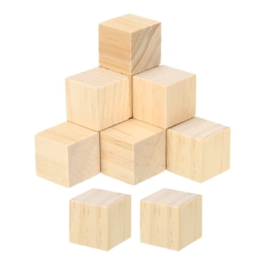 Unique Bargains Blocs en Bois Non Finis de 1 Pouce, Lot de 50 Cubes Carrés en Bois Naturel pour Bricolage