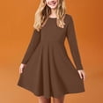 thumbnail image 2 of Zanarzt Robe à Manches Longues pour Filles, Robes T-Shirt à Manches Longues pour Filles, Robes Patineuse Trapèze d'Automne pour Enfants, Brun, 17-18 Ans, 2 of 6