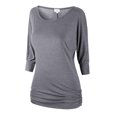 thumbnail image 1 of Matchstick Women's 3/4 Sleeve Basic Drape Top with Side Shirring, 1 of 4