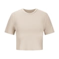 thumbnail image 4 of XMMSWDLA Blouse Brodée pour Femme Chemise d'Été à Manches Courtes Beige Hauts pour Femmes Décontractés, 4 of 6