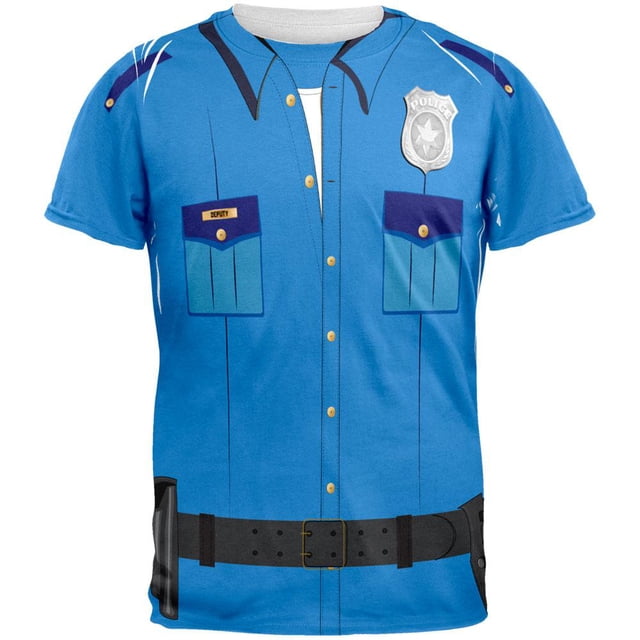 Halloween Patrol Blue Police Officer Costume All Over Adult T-Shirt