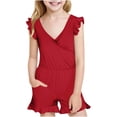 thumbnail image 1 of Girls Swimsuit with Chest Pad Ruffle Trim One Piece Bathing Suit Solid Swimsuits Ruched Sleeveless Swimwear for 7-16 Years, 1 of 7