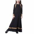 thumbnail image 1 of Birdeem Robe Longue Musulmane pour Filles Moyennes et Grandes, Manches Longues, Col en V, Robe à Blocs de Couleur, 1 of 6