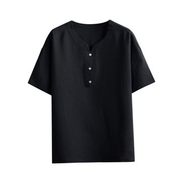 AherBiu T-Shirts Décontractés pour Hommes T-Shirts à Col en V Chemises à Boutons à Manches Courtes T-Shirts d'Été Légers et Doux