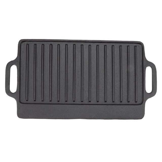 YUMILI Plaque de Cuisson pour Gril - Poêle à Frire en Fonte Teppanyaki, Plaque de Cuisson rectangulaire épaissie pour Barbecue à Double Face(40 * 20CM)