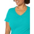 thumbnail image 4 of Hanes Maillot Flammé pour Femmes à Col en V Froncé, 2TG, Eco Teal, 4 of 4