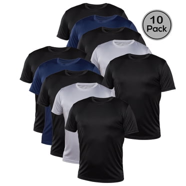 Blank Activewear Lot de 10 T-Shirts pour Hommes, Tissu de Performance à Séchage Rapide