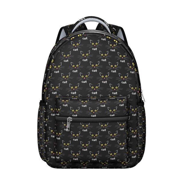 Hand-drawn Cat Graphic Student School Backpack with Cute Cat and Pet Lover Design Artistic Watercolor Print Book Bag