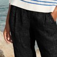thumbnail image 4 of CFLVAEK Fake Denim Distressed Capri Pant with Pocket for Women Loose Fit Solid Ruched Beach Pant Flowy Breathable Straight Pedal Pushers Lightweight Mid Rise Ladies Lounge Pants, 4 of 8