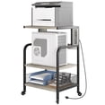 thumbnail image 1 of Portable Printer Stand with Power Outlet, 3 Tier Rolling Printer Table with Adjustable Storage Shelf and Wheels, 1 of 7