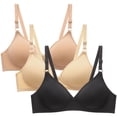 thumbnail image 1 of Aboser Womens Lightly Wireless Bras 3 Pack Smooth T-shirt Bra Body Hugging Lift Up Bralettes Full Coverage Support Bra Stretch Fit Everyday Bralettes, 1 of 5