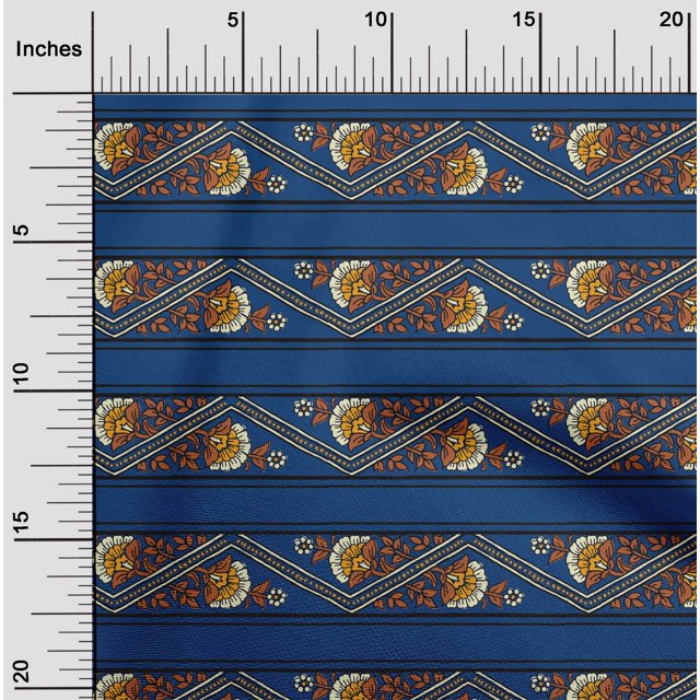 oneOone Tissu Polyester Lycra Rayé/chevron & Floral Imprimé au Mètre 56 Pouces de Large