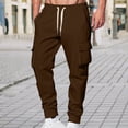 thumbnail image 2 of YOIAVAIOY Fleece Jogger Pants for Men Drawstring Waist Cargo Sweatpants Winter Athletic Pants with Flap Pockets Coffee M, 2 of 6