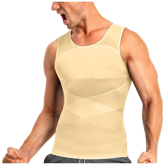 Pitauce Compression Shirts for Men Tummy Control Body Shaper Slimming Undershirt Tank Top Shapewear with Zipper