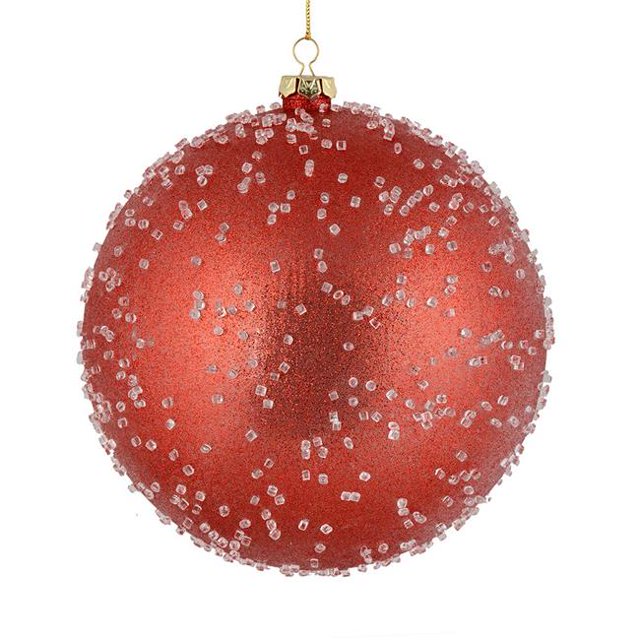 Vickerman N185403 8 in. Red Ice Ball Ornament 2 per Bag