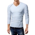 thumbnail image 2 of Dagugfen Long Sleeve Shirts for Men Irregular Button V Neck Trendy Casual Lightweight Hiking Tops Solid Color, 2 of 9