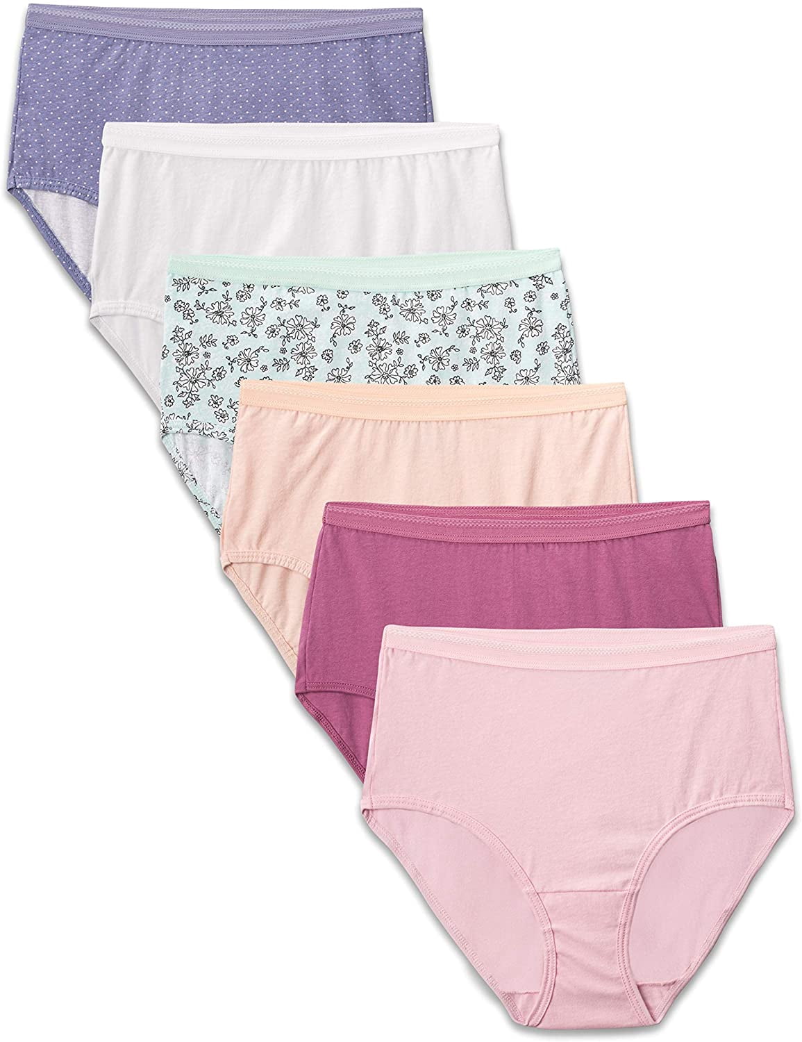 Fruit Of The Loom Womens 6 Pack Tag Free Cotton Brief Panties, 8, Assorted