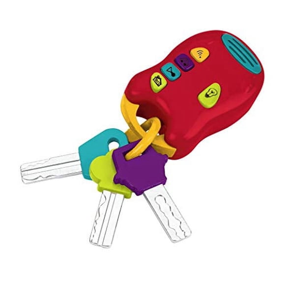 Battat Toy Keys - 3 Keys & Remote with 4 Fun Sounds - Mini Flashlight - Toy car Keys with Fob for Baby, Toddler - Light & Sound Keys - 6 Months + Red,
