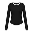 thumbnail image 5 of Timegard Hauts de Sortie pour Femmes Col Ras du Cou Manches Longues Couleur Unie Ajusté Confortable Hauts Courts Décontractés Mode, 5 of 5