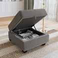 thumbnail image 3 of HONBAY Module de Pouf Carré en Velours pour Sofa Sectionnel Modulaire, Repose-Pieds avec Rangement, Gris Terne, 3 of 4