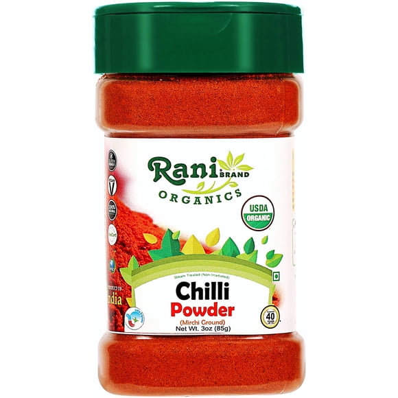 Rani Poudre de Piment Biologique (Mirchi Moulu) 3oz (85g) Pot PET - Tout Naturel / Végétalien / Compatible Sans Gluten / non-OGM / Origine Indienne / Biologique Certifié USDA