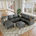 thumbnail image 1 of LLappuil Modular Sectional Sofa, 8 Seat Modular Sectional Sofa with Storage, Faux Leather Waterproof Sofa for Living Room, 1 of 9