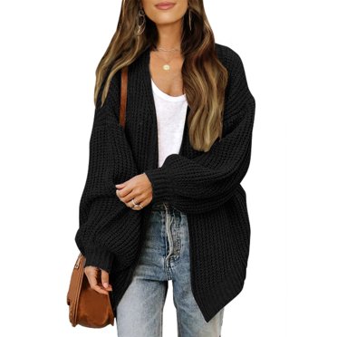 Sexy Dance Ladies Coat Open Front Cardigans Solid Color Cardigan Sweater Lightweight Sweaters Long Sleeve Outwear Black M
