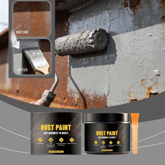 Anti-Rust Paint Gray, Rust Protection Coating for Metal and Wood, Brush or Spray Application, Fast Dry, 1 Bottle
