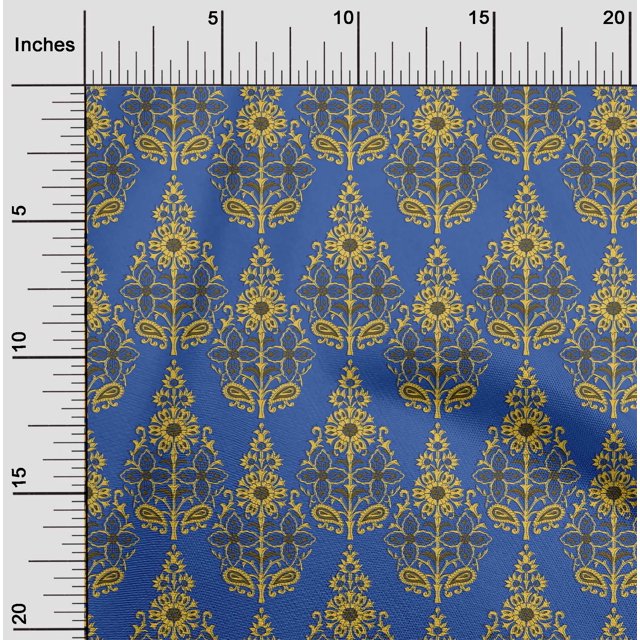 oneOone Cotton Cambric Fabric Floral & Paisley Block Decor Fabric Printed BTY 56 Inch Wide
