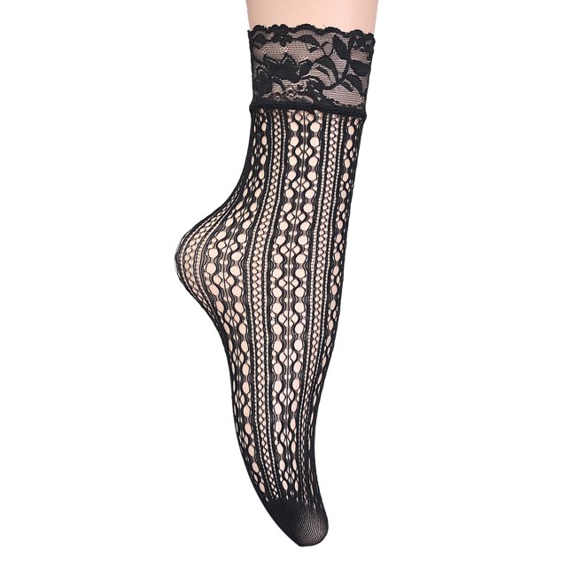 1 Paire Chaussettes Cheville en Dentelle pour Femmes Bas Résille Courts
