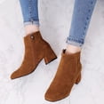 thumbnail image 2 of Bottes à la Cheville pour Femmes, Talon Bloc Uni, Fermeture Éclair Courte, Chaussures Mode pour Toutes les Occasions, 2 of 4