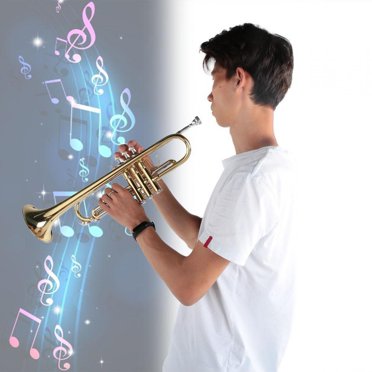 POCREATION Trompette Soudée Solide Trompette Professionnelle pour Amateur de Musique Trompette