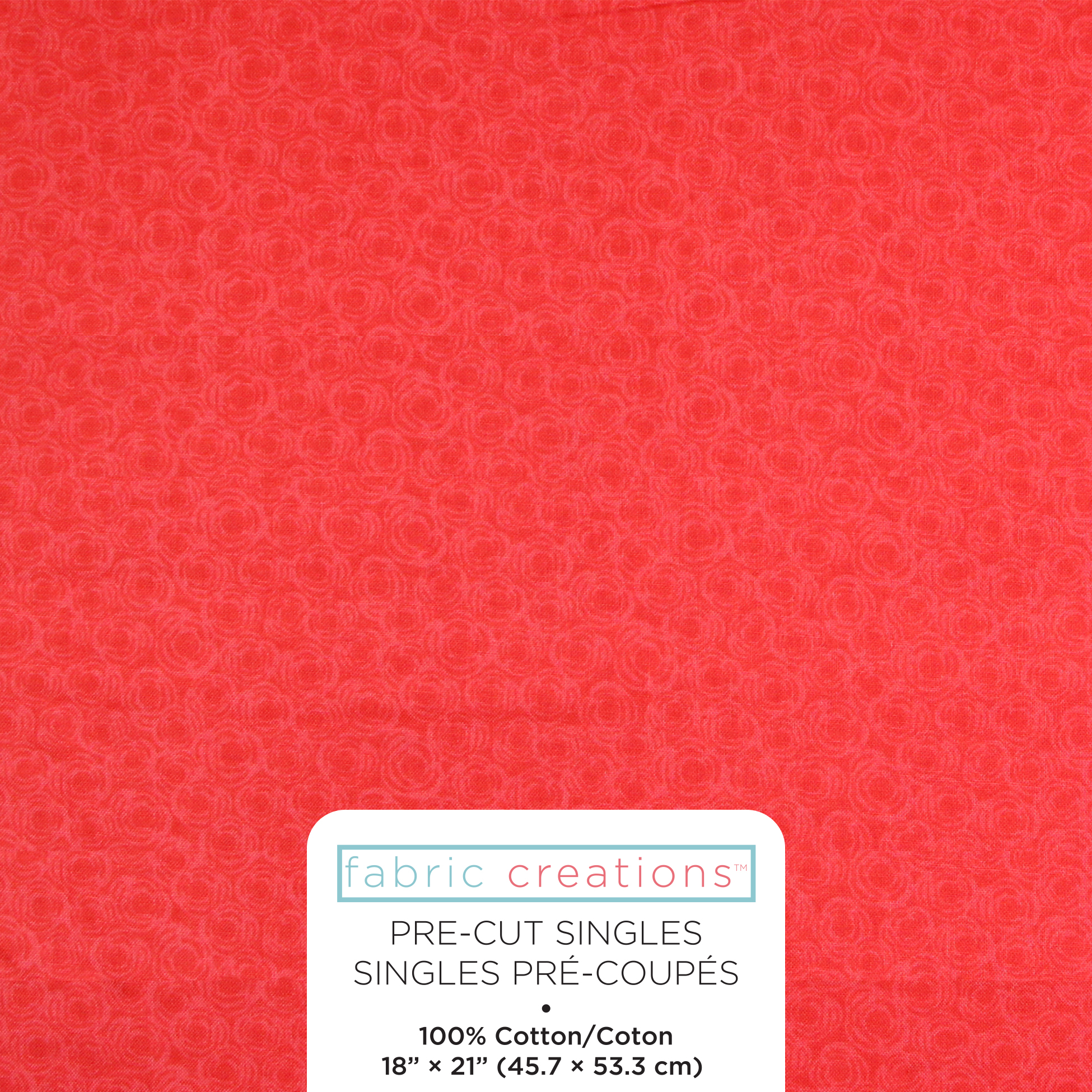 FABRIC CREATIONS Red Rose Garden Fat Quarter Pre-Cut Fabric - 46 cm (18 in) × 53 cm (21 in)/45 cm (17.7 in) × 53 cm (20.9 in), 18x21